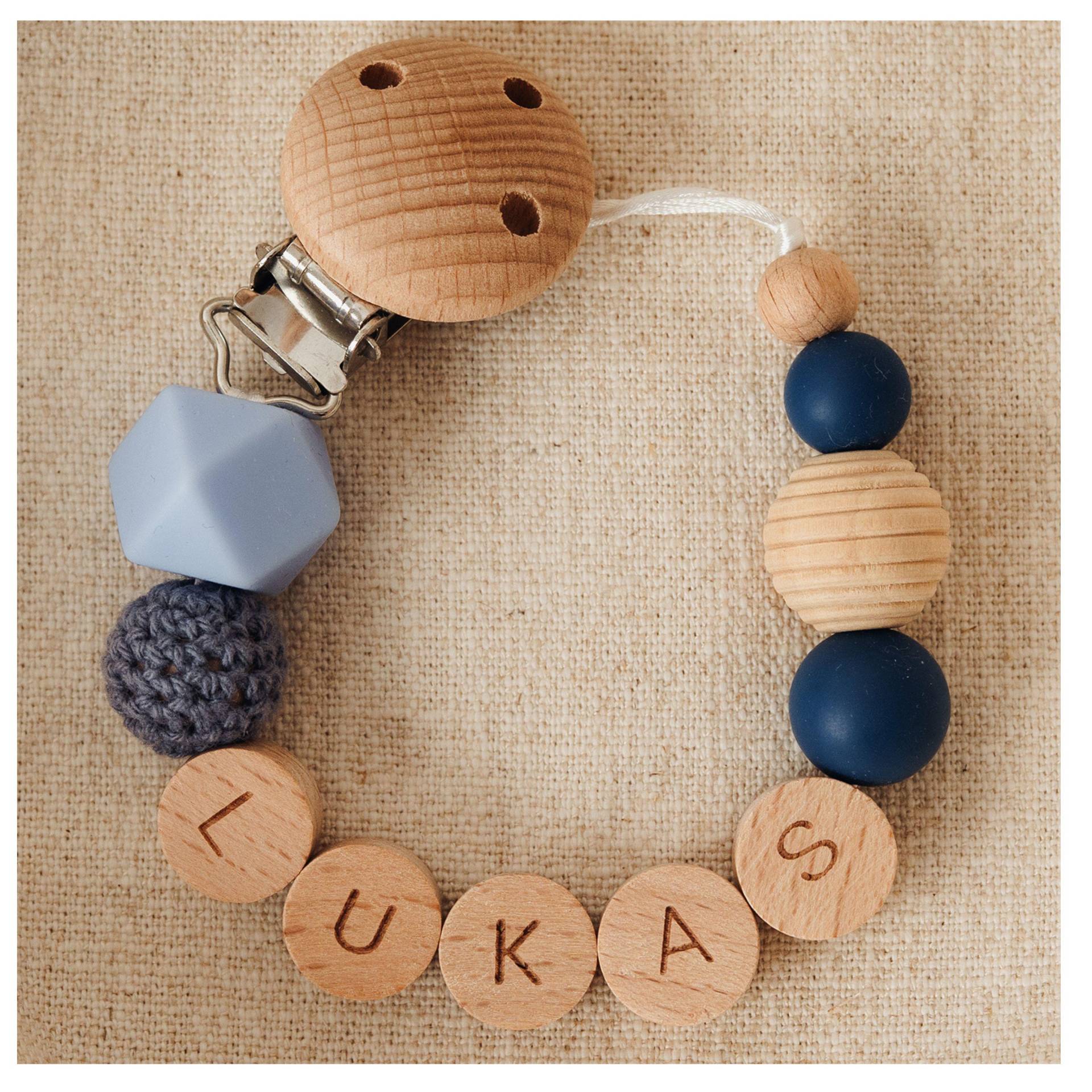 Personalisierte Schnullerkette Mit Namen - Blau von Etsy - TeamStorchenkind