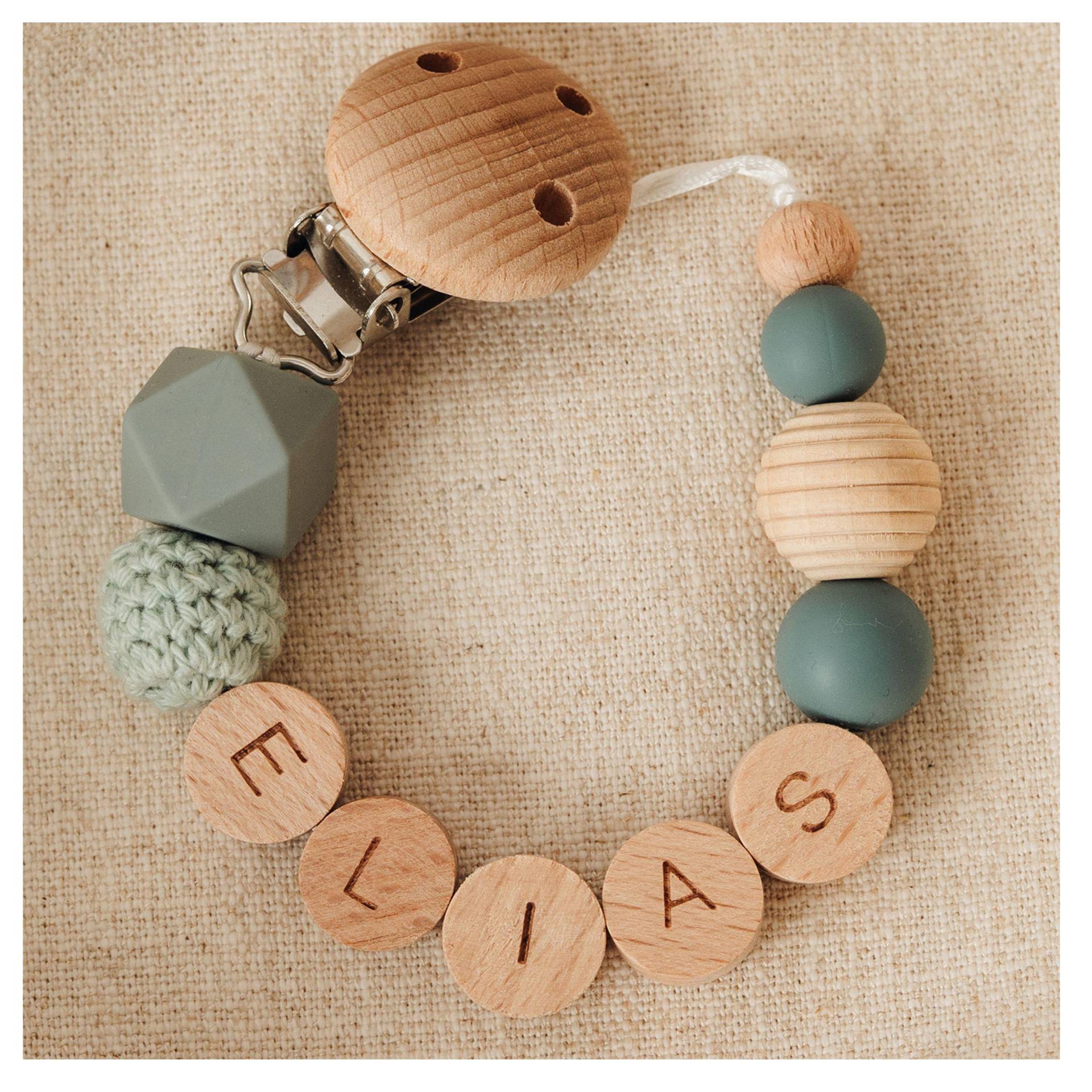 Personalisierte Schnullerkette Mit Namen - Grün von Etsy - TeamStorchenkind