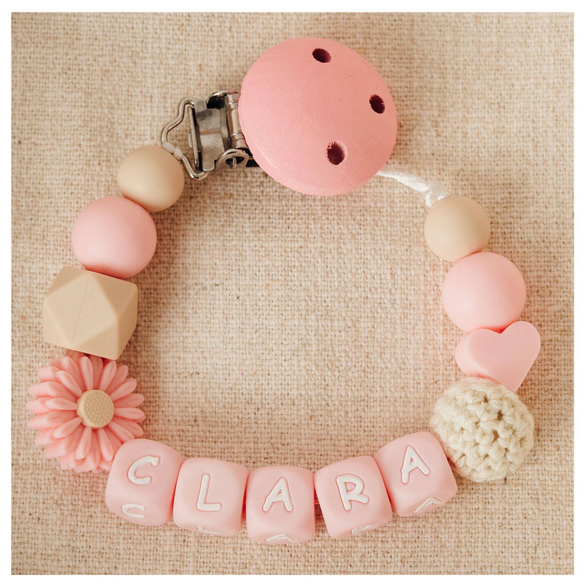 Personalisierte Schnullerkette Mit Namen - Rosa von Etsy - TeamStorchenkind