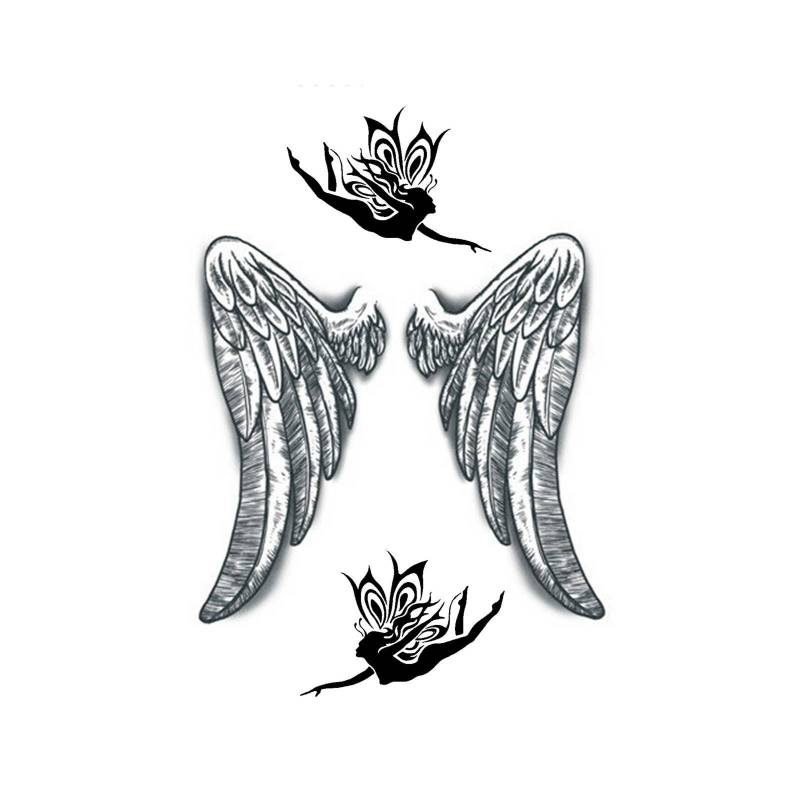Angel Wings Temporäre Gefälschte Tattoo Fett Körper Kunst Transfer Waterpoof Fancy Kleid von Etsy - Tempitat