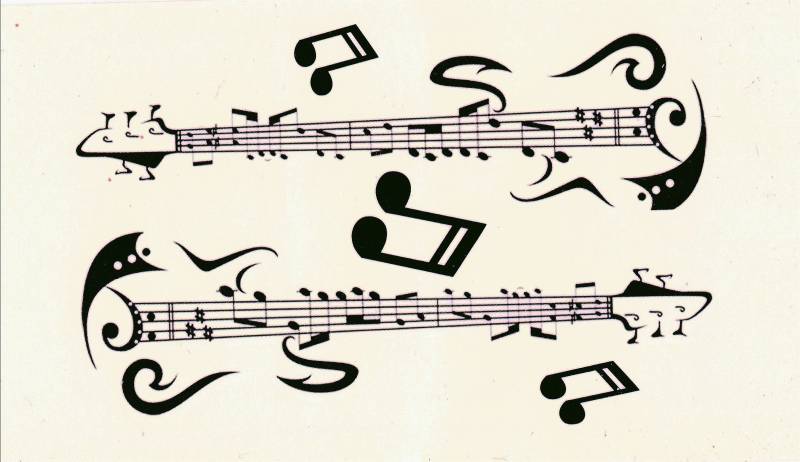 Gitarre Musik Note Temporäre Gefälschte Tattoo Bold Körper Kunst Transfer Waterpoof Fancy Kleid von Etsy - Tempitat