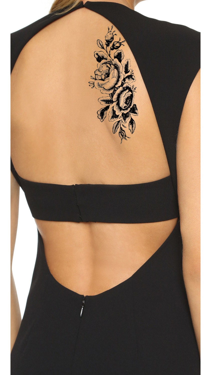 Großes Florales Temporäres Tattoo, Große Doppelte Rose Blume Vintage Linie Kunst Tattoo Großes Florales Temporäres Tattoo, Große Doppelte Rose Blume Vintage Linie Kunst Tattoo von Etsy - Tempitat