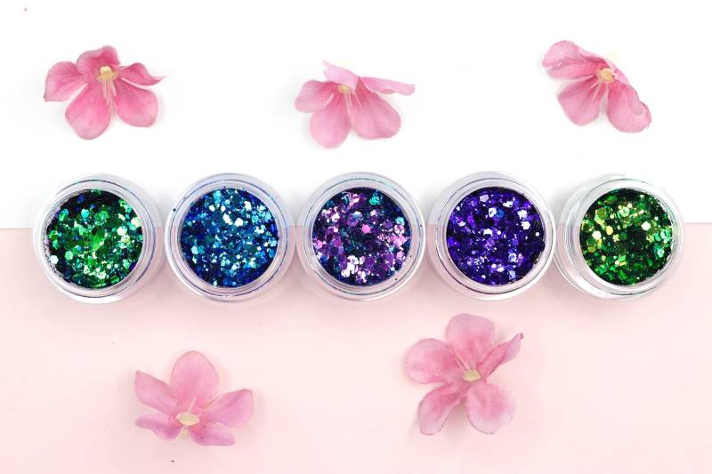 5-Teiliges Duochrome Delight Glitzer-Paket | Glänzender, Farbwechselnder Loser Glitzer Festival Rave Make-Up Und Duo Chrom Sparkle von Etsy - ThBeautyBarCosmetics