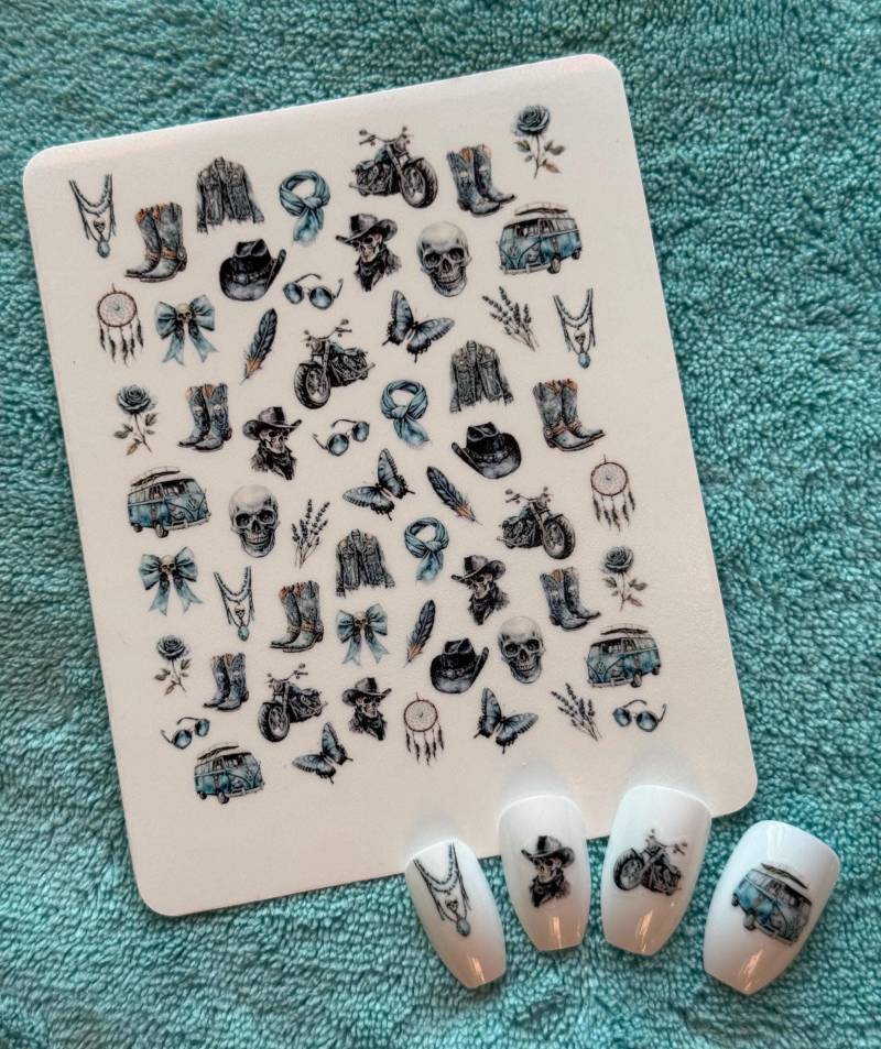 2D Country Wasser Nagelsticker, Wasserschiebe Abziehbild, Nailart Stickers Moderne Western von Etsy - TheArtofNaildesign