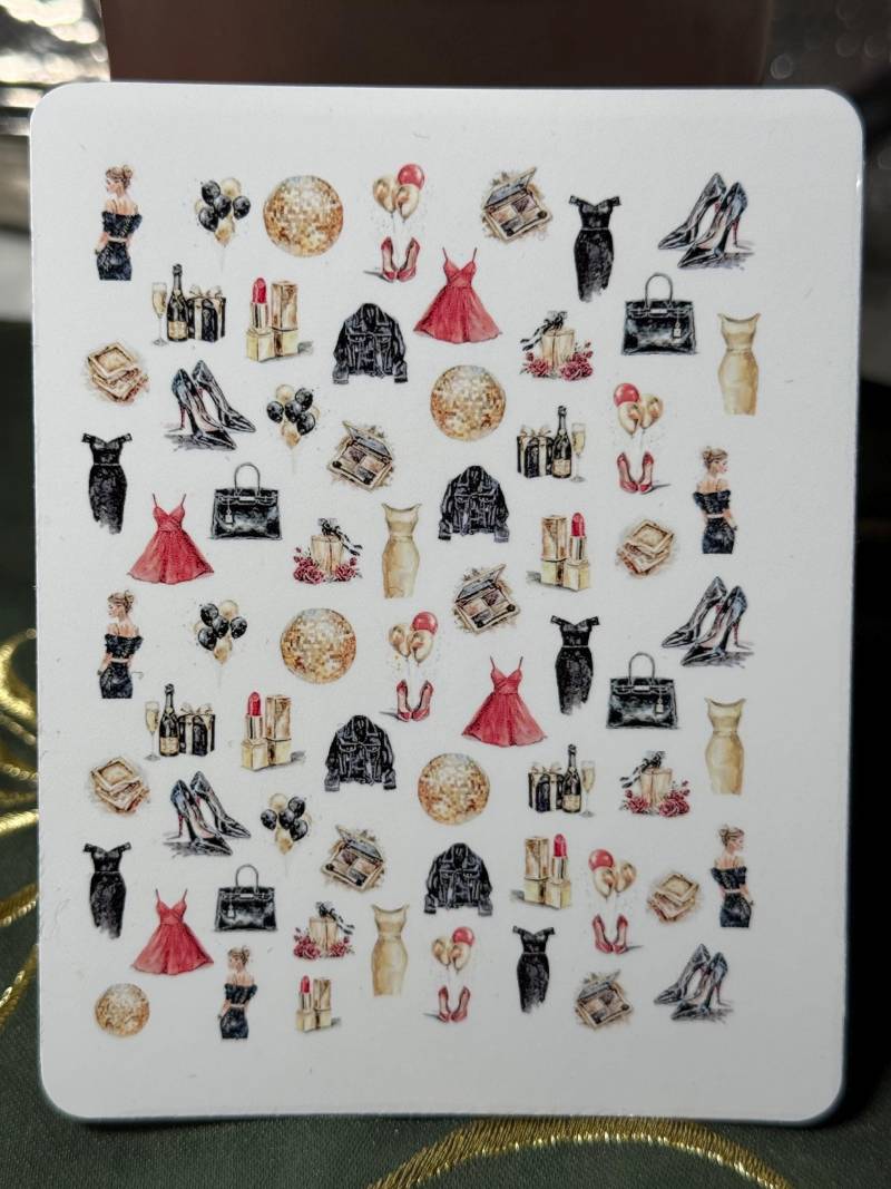 2D Nagelsticker Party, Partygirl, Glamour Abziehbild Nägel Wasserschiebefolie Nailart Stickers von Etsy - TheArtofNaildesign