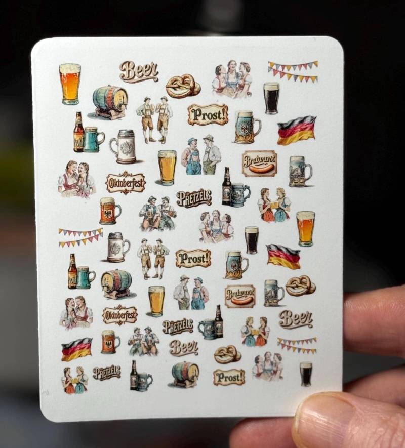 2D Oktoberfest Wasser Nagelsticker, Wasserschiebe Abziehbild, Nailart Stickers Bierliebhaber, Bierfest, Biergarten von Etsy - TheArtofNaildesign
