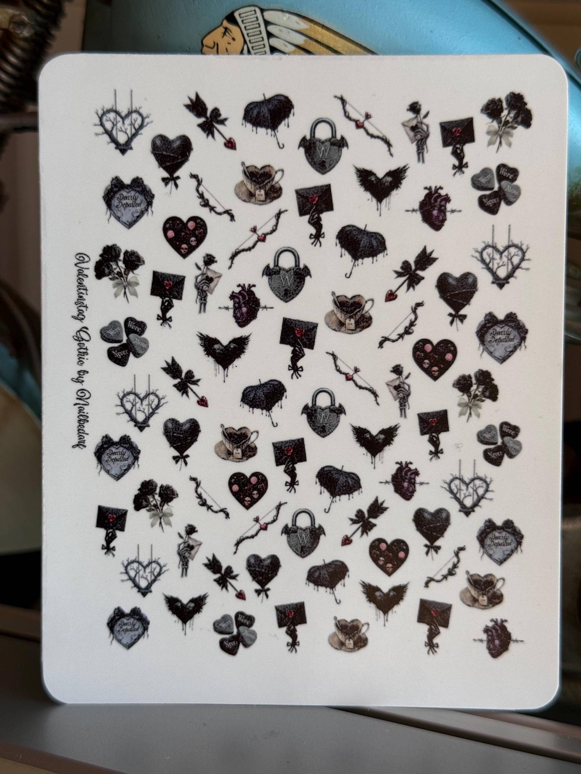 2D Wasser Nagel-Sticker Dunkler Valentinstag, Stickers Für Nägel, Nailart Gothic Romanze Schwarz von Etsy - TheArtofNaildesign