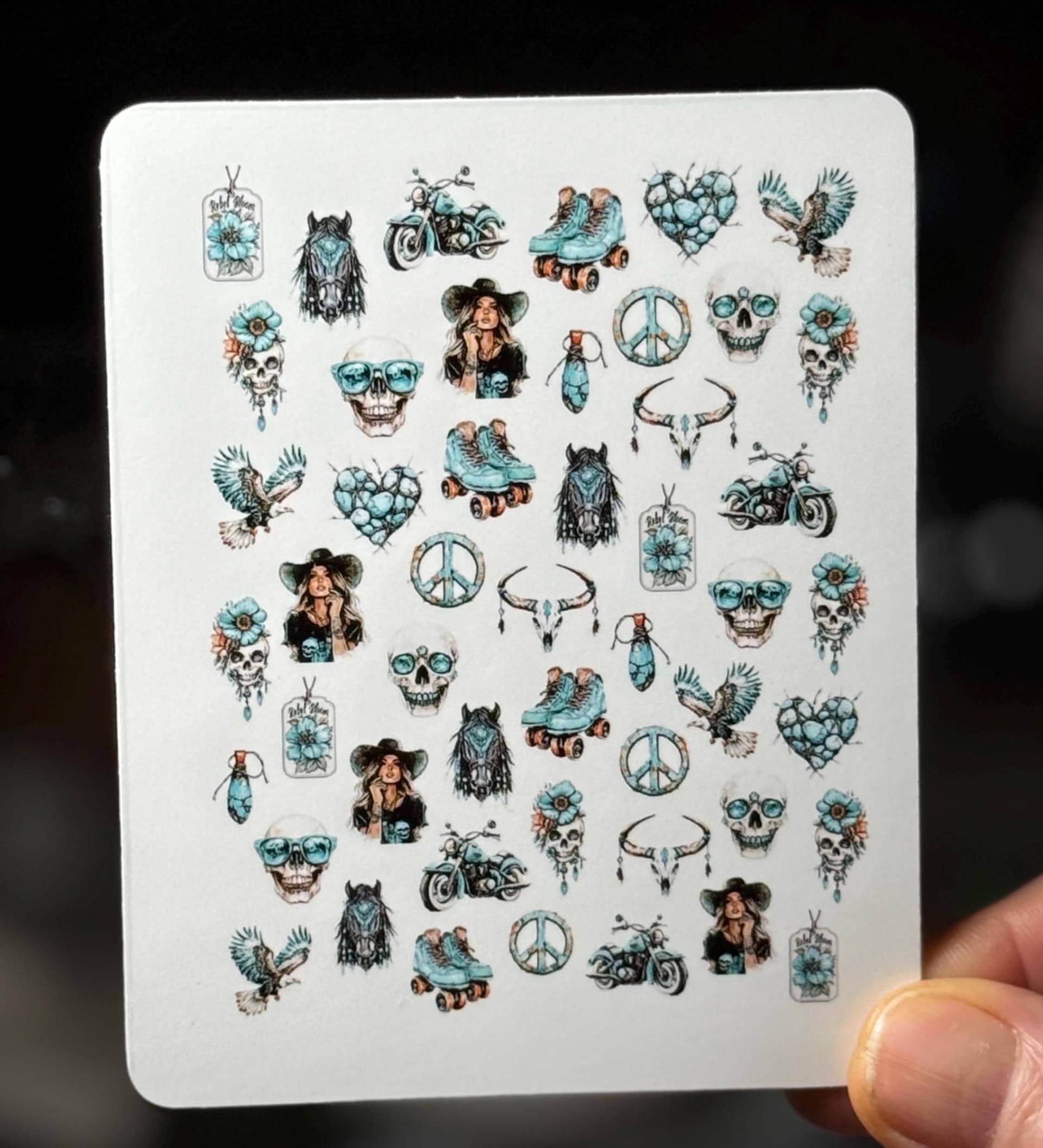 2D Western Cowgirl Wasser Nagelsticker, Wasserschiebe Abziehbild, Nailart Stickers Moderne Wild West Türkis 2D Western Cowgirl Wasser Nagelsticker, Wasserschiebe Abziehbild, Nailart Stickers Moderne Wild West Türkis von Etsy - TheArtofNaildesign