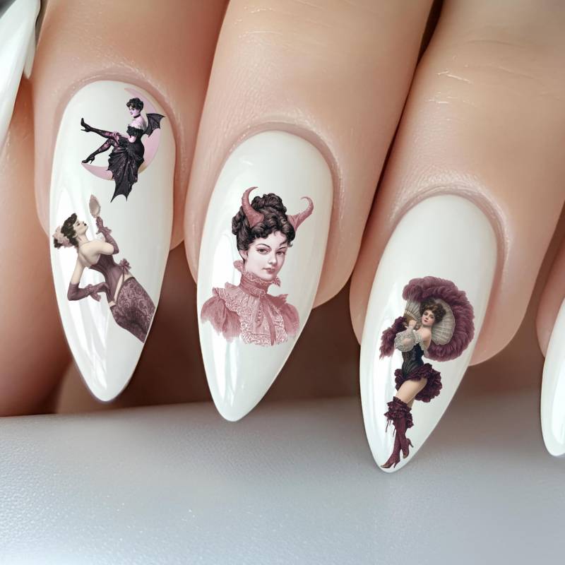 Burleske Pin-Ups Wasser Nagelsticker, Wasserschiebe Sticker Für Nägel, Nagel Stickers Leichtbekleidet, Korsetts, Federn, Strümpfe von Etsy - TheArtofNaildesign