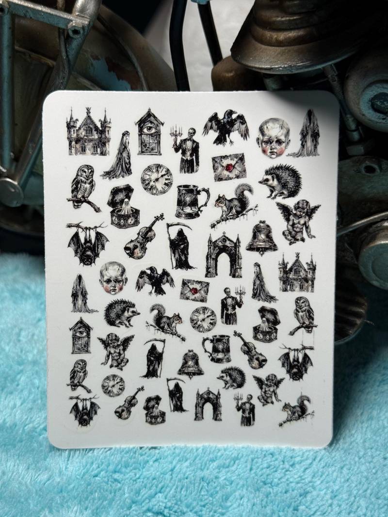 Dunkle Gothic Nailart Wasserschiebe Stickers Für Nägel, Nagelsticker Schädel, Okkult, Viktorianisch von Etsy - TheArtofNaildesign