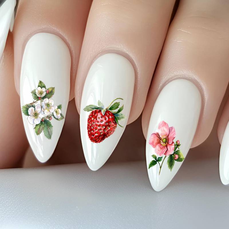 Erdbeere Wasser Nagelsticker, Wasserschiebe Sticker Für Nägel, Walderdbeeren, Obst, Beere von Etsy - TheArtofNaildesign