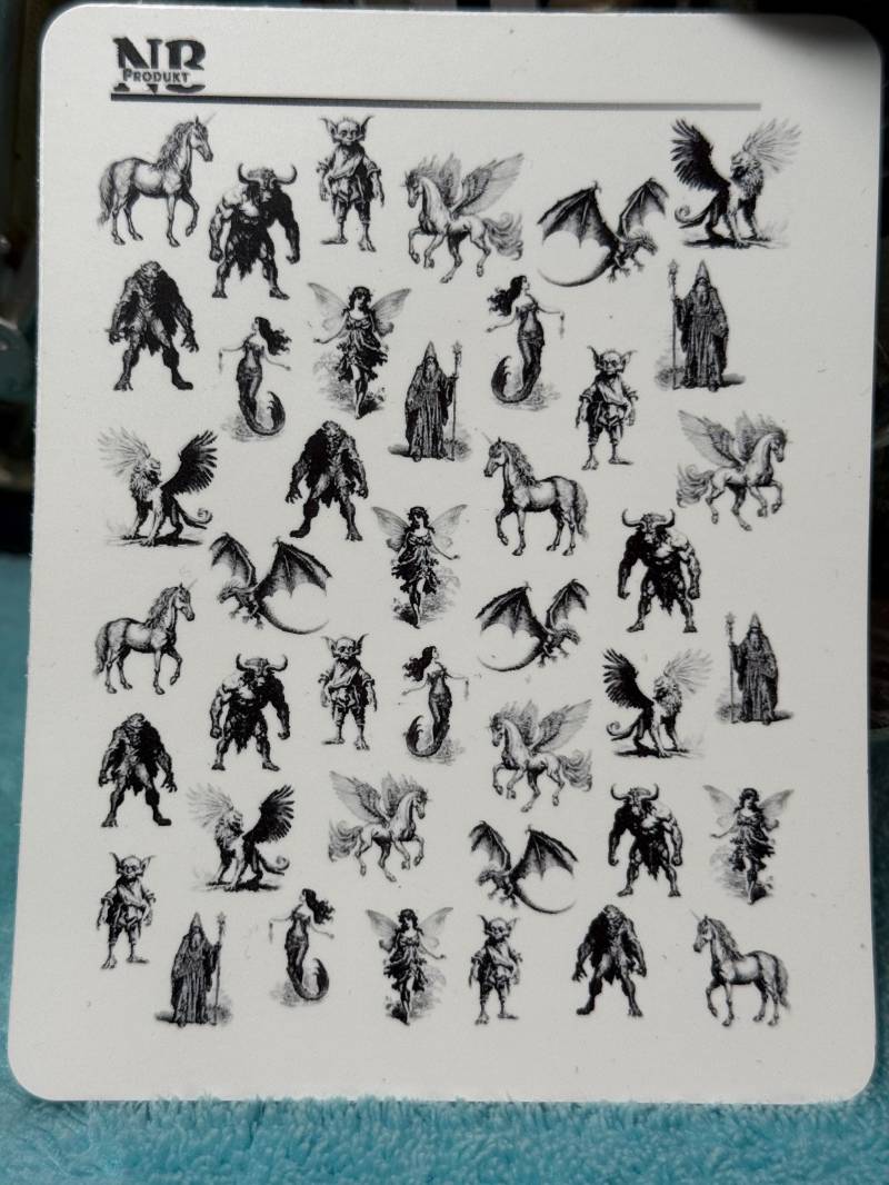 Fabel Wesen Wasser Nagelsticker, Wasserschiebe Sticker Für Nägel, Nailart Stickers Pegasus, Einhorn, Kobold von Etsy - TheArtofNaildesign