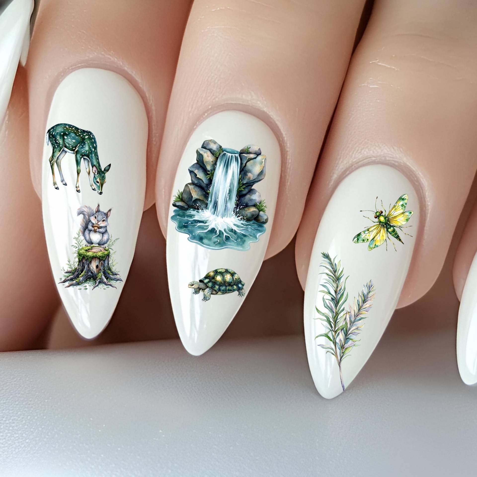 Fantasie Wald Wasser Nagelsticker, Wasserschiebe Stickers Nägel, Natur, Waldlandschaft, Waldtiere, Mitternachts Fantasie Wald Wasser Nagelsticker, Wasserschiebe Stickers Nägel, Natur, Waldlandschaft, Waldtiere, Mitternachts von Etsy - TheArtofNaildesign