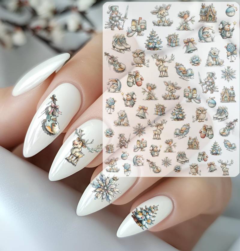 Frostiger Winter Nailart Wasserschiebefolie Süße Weihnachten, Eisiger Winter, Eisblaue Weihnachten von Etsy - TheArtofNaildesign