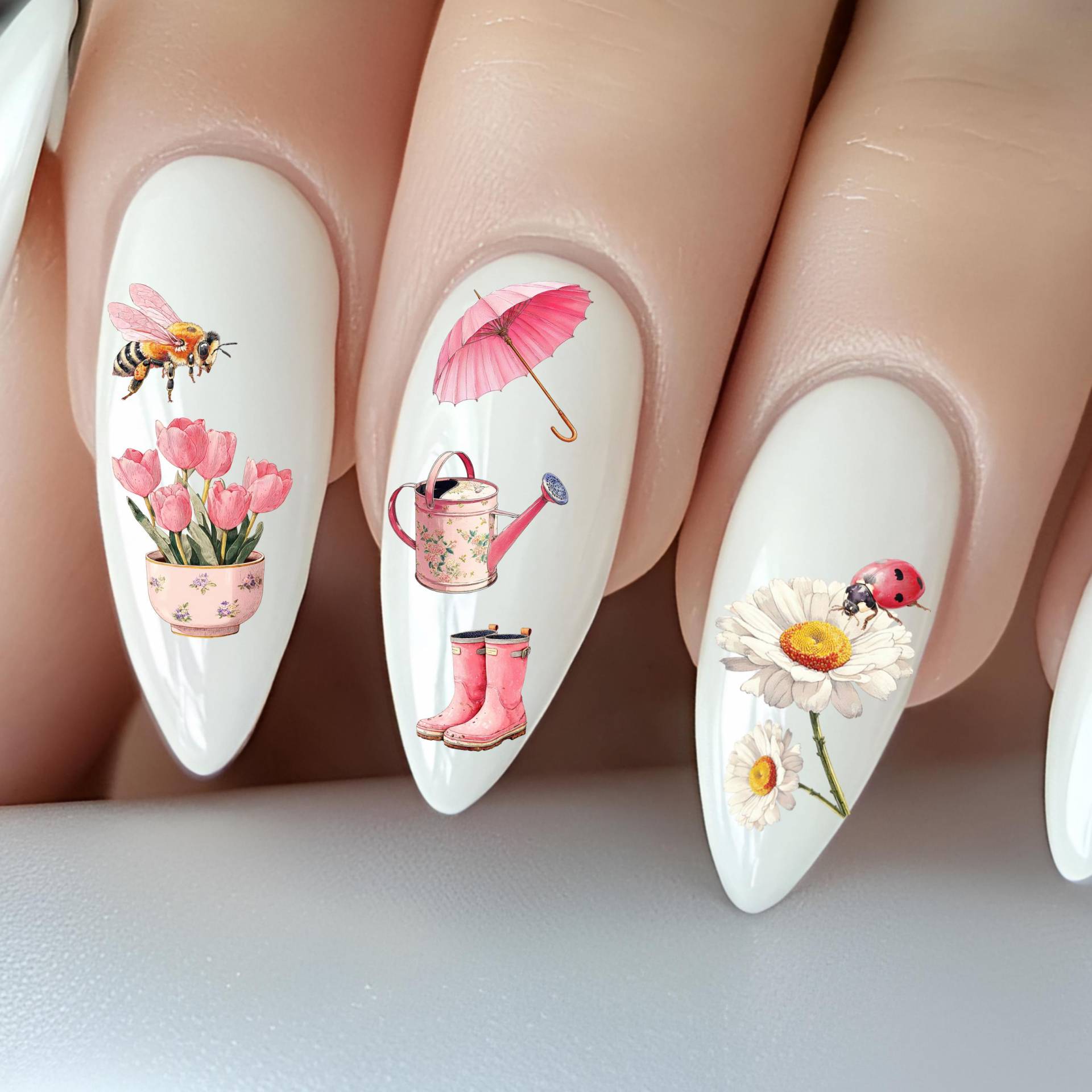 Frühling Wasser Nagelsticker, Wasserschiebe Sticker Für Nägel, Nagel Stickers Tulpen, Erdbeere, Kirsche, Pilz Hase von Etsy - TheArtofNaildesign