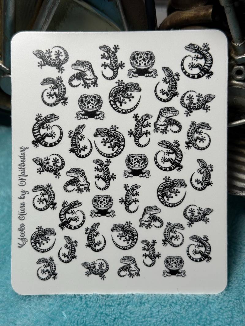 Gecko Nailart Wasserschiebe Stickers Für Nägel, Nagelsticker Reptil, Eidechse, Tiere von Etsy - TheArtofNaildesign