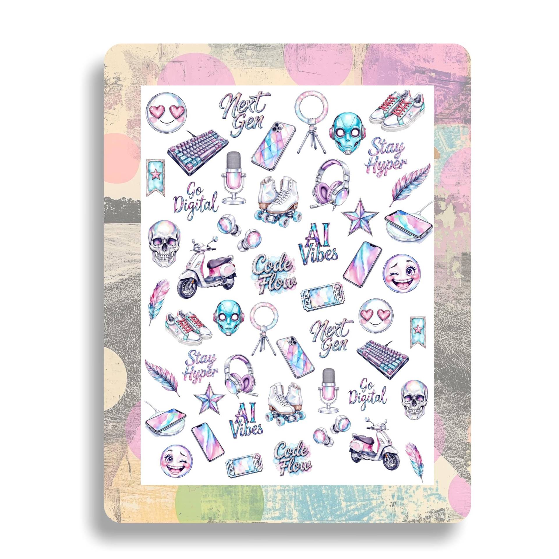 Gen Alpha Nagelaufkleber - Wasserschiebebilder Nägel Nailart Futuristisch, Lebensstil, Digitale Welt, Smartphones, Tablets von Etsy - TheArtofNaildesign