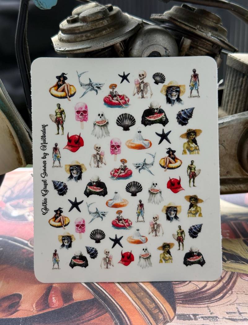 Gothic Gruseliger Sommer Urlaub Nailart Wasserschiebe Stickers Für Nägel, Nagelsticker Geist Melone Skelett, Vampir, Hexe von Etsy - TheArtofNaildesign