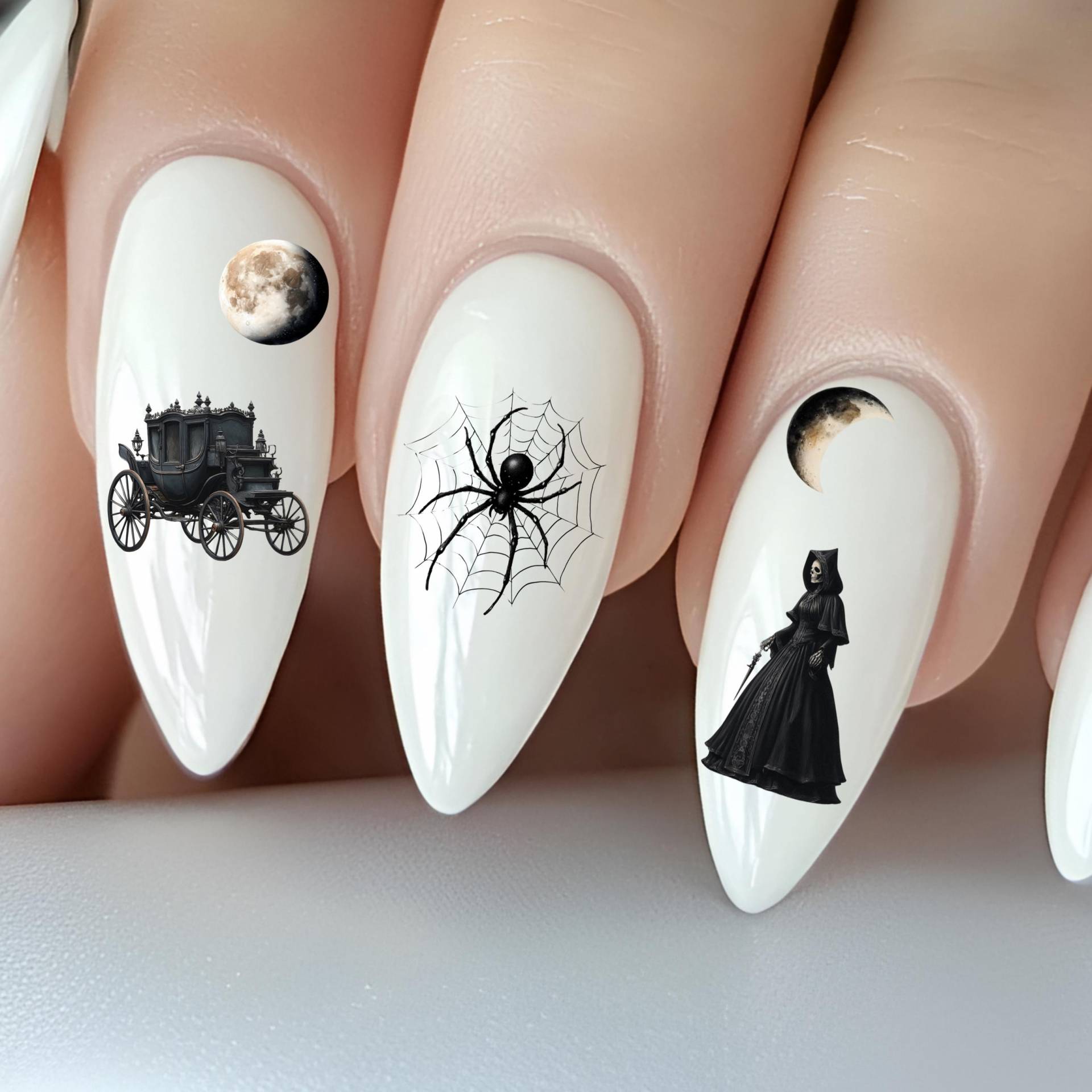 Gothic Halloween Wasser Nagelsticker, Wasserschiebe Stickers Nägel, Gruselige Vintage, Rabe Spinnen-Netz, Auge Gothic Halloween Wasser Nagelsticker, Wasserschiebe Stickers Nägel, Gruselige Vintage, Rabe Spinnen-Netz, Auge von Etsy - TheArtofNaildesign