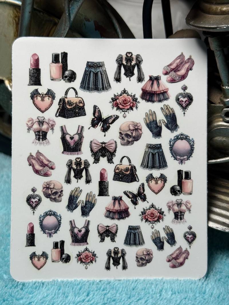 Gothic Kokett Nailart Wasserschiebe Stickers Für Nägel, Nagelsticker Gruselige Niedliche Ästhetik, Okkult von Etsy - TheArtofNaildesign