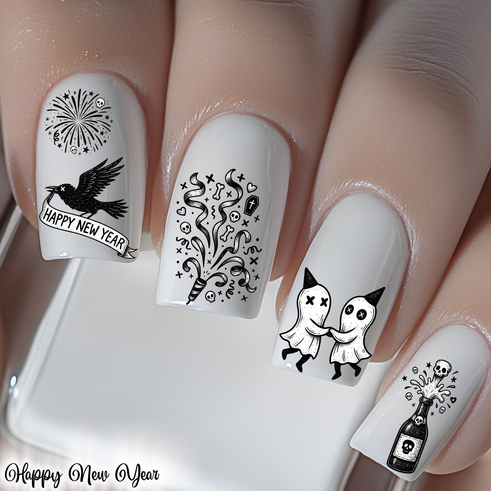 Gothic Neujahr Nagel Aufkleber Wasserschiebe Sticker Abziehbild Für Nägel Nailart Nageldesign Silvester Schwarz Weiß Party Gothic Neujahr Nagel Aufkleber Wasserschiebe Sticker Abziehbild Für Nägel Nailart Nageldesign Silvester Schwarz Weiß Party von Etsy - TheArtofNaildesign