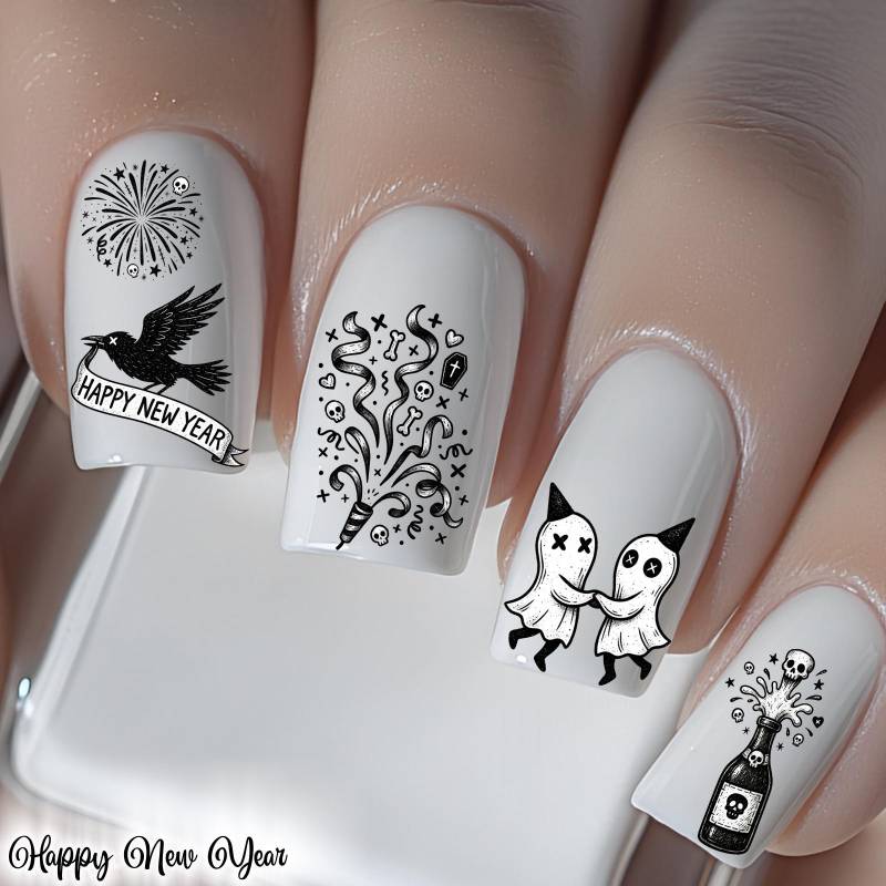 Gothic Neujahr Nagel Aufkleber Wasserschiebe Sticker Abziehbild Für Nägel Nailart Nageldesign Silvester Schwarz Weiß Party Gothic Neujahr Nagel Aufkleber Wasserschiebe Sticker Abziehbild Für Nägel Nailart Nageldesign Silvester Schwarz Weiß Party von Etsy - TheArtofNaildesign