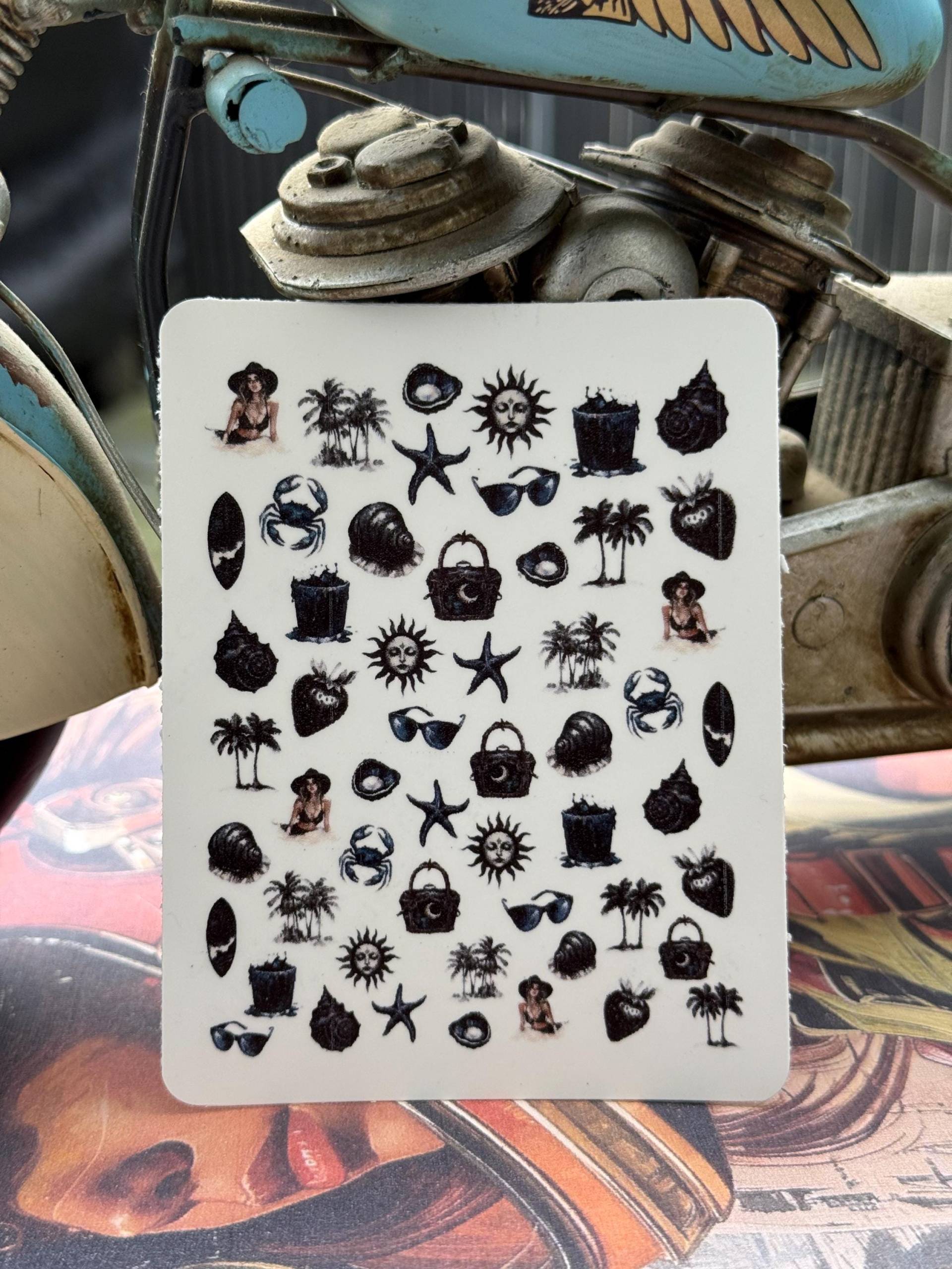 Gothic Sommer Nailart Wasserschiebe Stickers Für Nägel, Nagelsticker Seestern, Palme, Sonne Gothic Sommer Nailart Wasserschiebe Stickers Für Nägel, Nagelsticker Seestern, Palme, Sonne von Etsy - TheArtofNaildesign