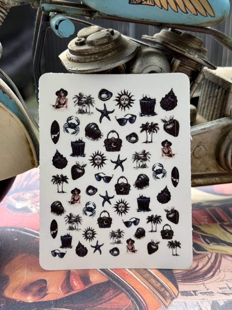 Gothic Sommer Nailart Wasserschiebe Stickers Für Nägel, Nagelsticker Seestern, Palme, Sonne von Etsy - TheArtofNaildesign