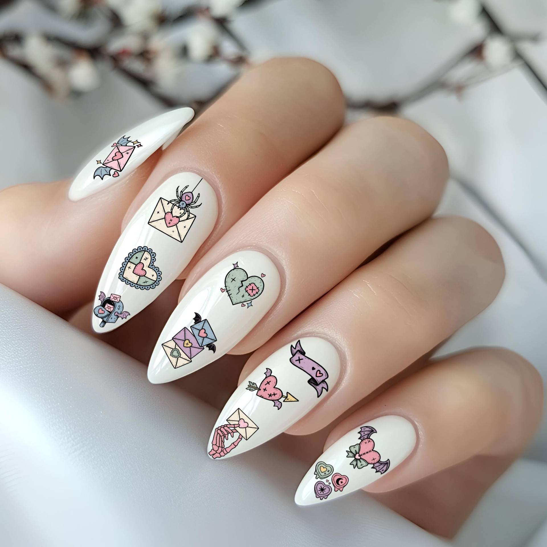 Gothic Valentinstag Nagelsticker, Wasserschiebe Sticker Nägel, Nailart Nageldesign Liebesbrief, Herz Gothic Valentinstag Nagelsticker, Wasserschiebe Sticker Nägel, Nailart Nageldesign Liebesbrief, Herz von Etsy - TheArtofNaildesign