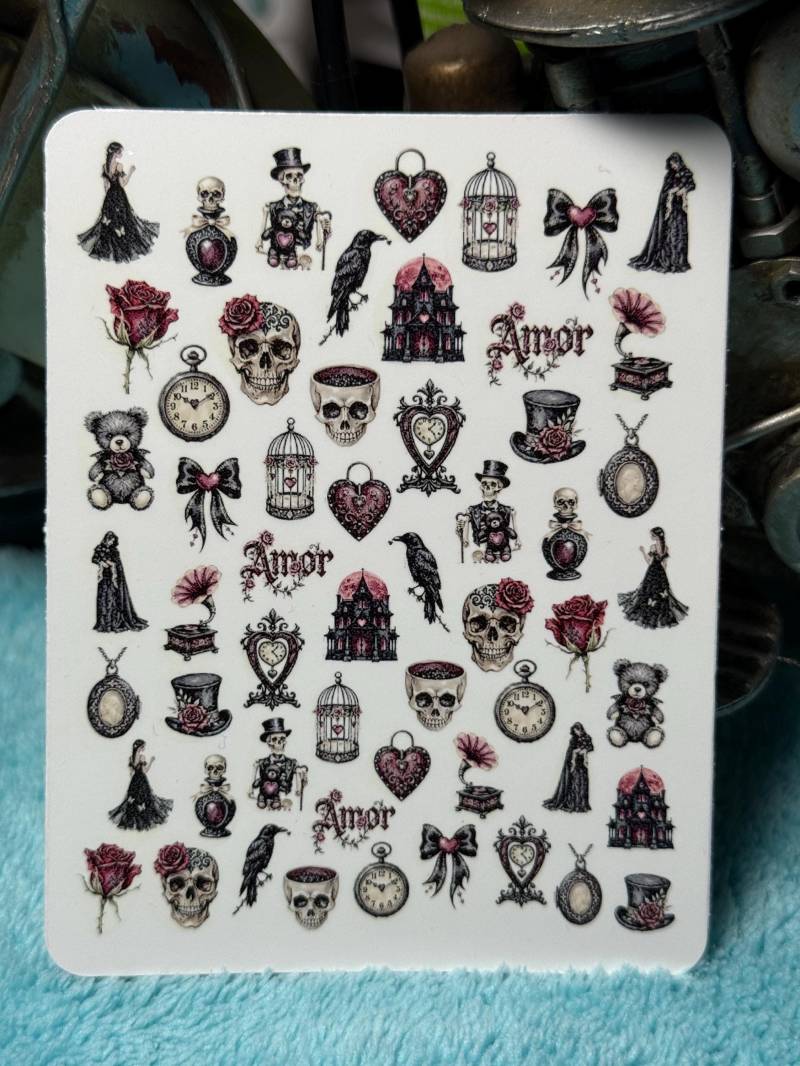 Gothic Valentinstags Nailart Wasserschiebe Stickers Für Nägel, Nagelsticker Dunkle Romantik, Amor von Etsy - TheArtofNaildesign