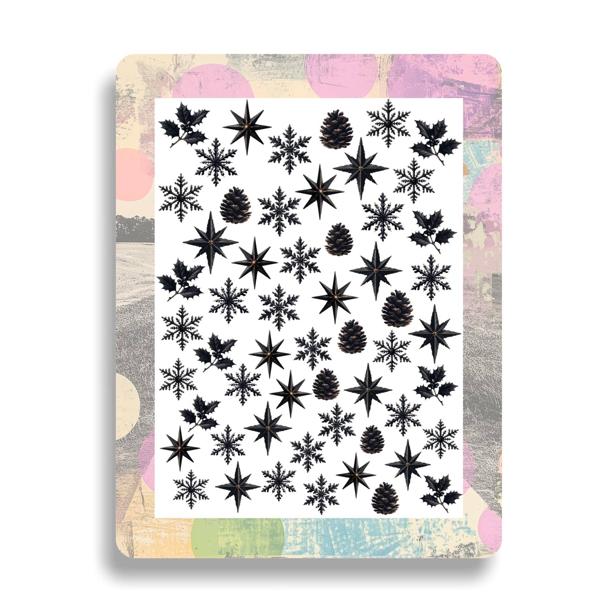 Gothic Weihnachten Nagelaufkleber - Wasserschiebebilder Nägel Nailart Tannenzapfen, Stechpalme, Schneeflocken Schwarz von Etsy - TheArtofNaildesign