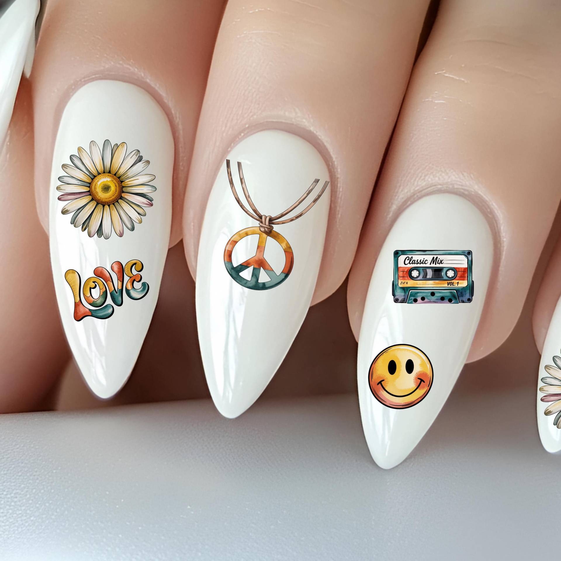Groovy Flower Power Wasser Nagelsticker, Wasserschiebe Sticker Für Nägel, Nagel Stickers 70Er Jahre Retro, Boho Hippie von Etsy - TheArtofNaildesign