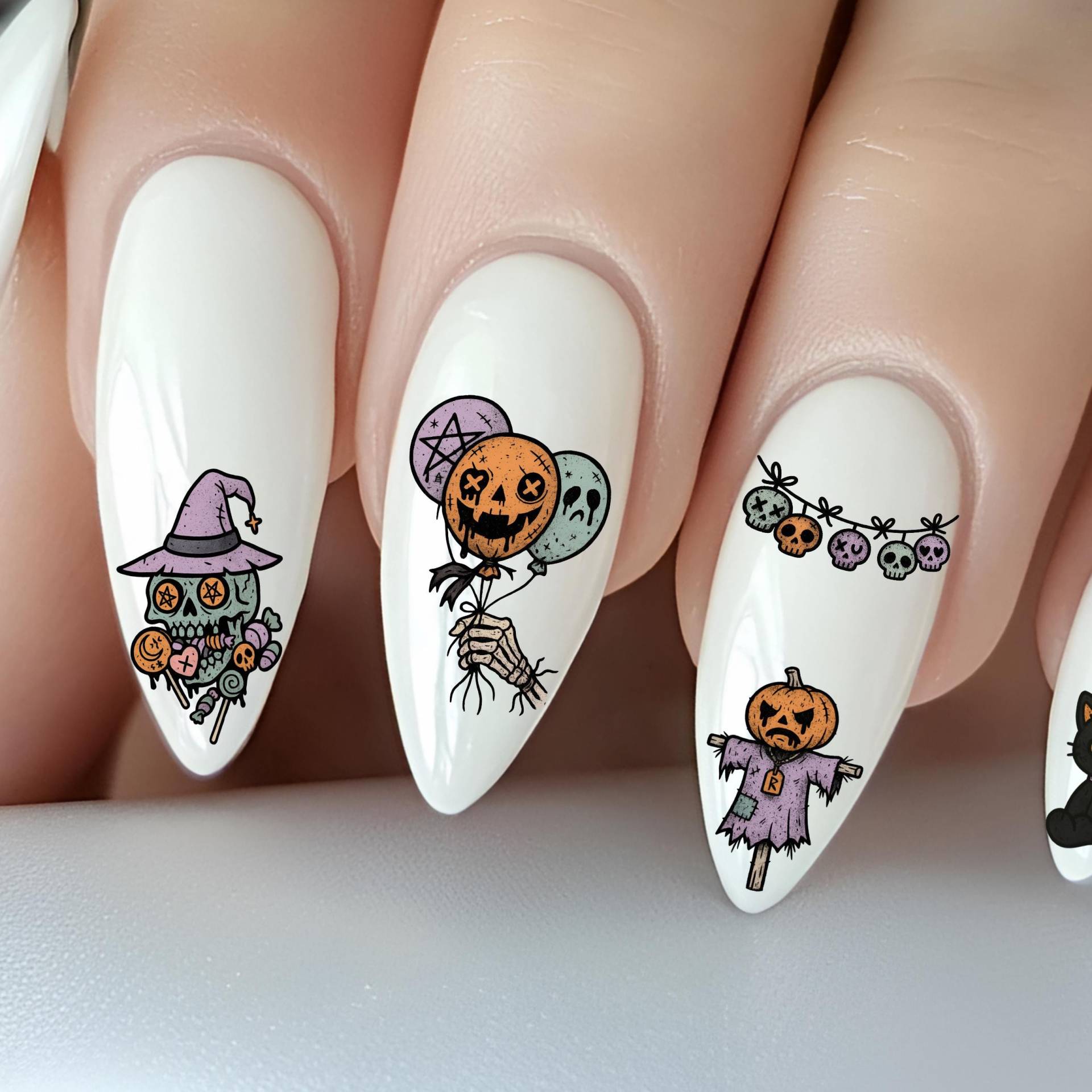 Gruselige Halloween Nagelsticker, Wasserschiebe Nailart Stickers Für Nägel, Süsses Oder Saures, Gespenst, Vogelscheuche, Kürbis von Etsy - TheArtofNaildesign