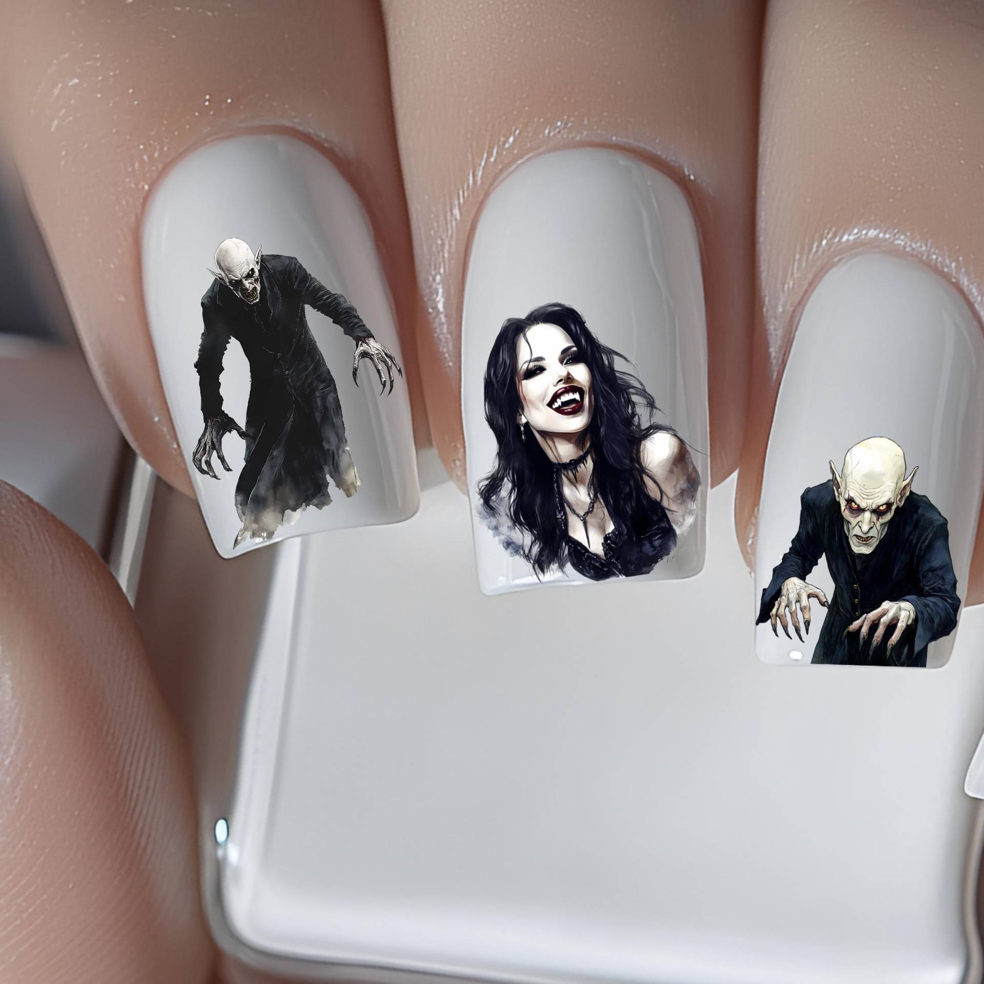 Halloween Monster Wasser Nagelsticker, Wasserschiebe Sticker Für Nägel, Nagel Gothic Vampir Geist Vogelscheuche, Hexe von Etsy - TheArtofNaildesign