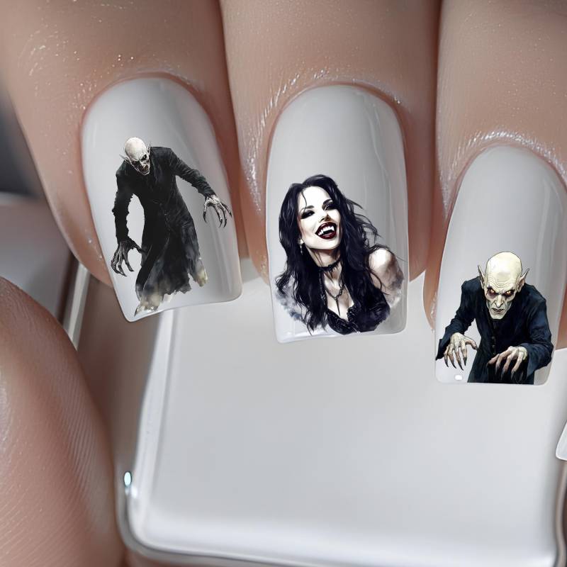 Halloween Monster Wasser Nagelsticker, Wasserschiebe Sticker Für Nägel, Nagel Gothic Vampir Geist Vogelscheuche, Hexe von Etsy - TheArtofNaildesign