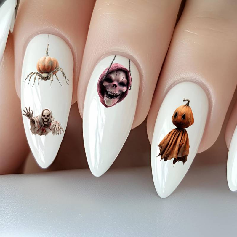Halloween Wasser Nagelsticker, Wasserschiebe Sticker Nägel Gruselige Halloween, Spinne, Geist, Kürbis, Dämon von Etsy - TheArtofNaildesign