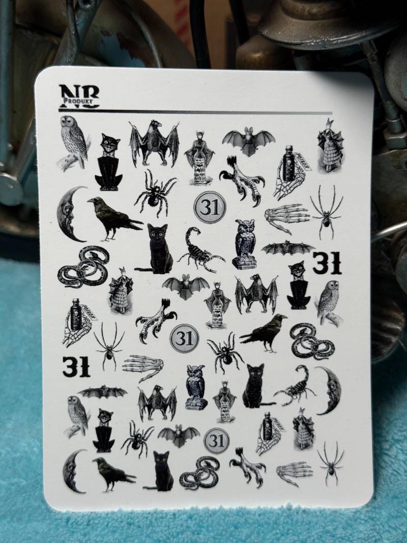 Halloween Wasser Nagelsticker , Wasserschiebe Sticker Für Nägel, Nagel Stickers Spinne, Eule, Rabe, Fledermaus von Etsy - TheArtofNaildesign