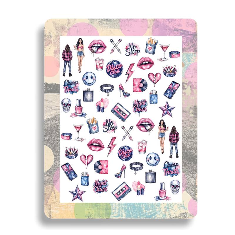 Indie Sleaze Revival Nagelaufkleber - Wasserschiebebilder Nägel Nailart Revival-Trend Grunge-, Rock, Elektro, Musik- Und Mode von Etsy - TheArtofNaildesign