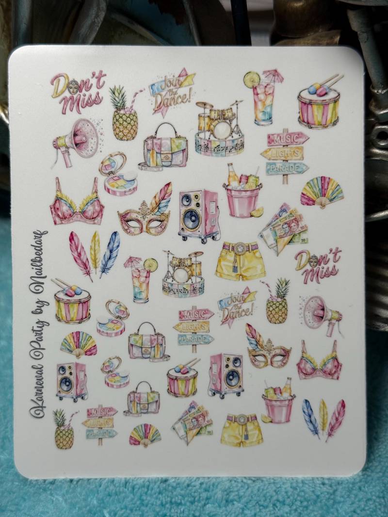 Karneval Party Nailart Wasserschiebe Stickers Für Nägel, Nagelsticker Rio Festival, Samba von Etsy - TheArtofNaildesign