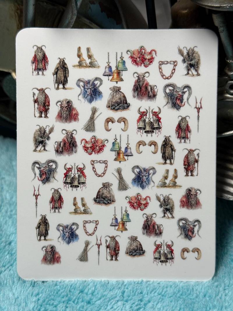 Krampus, Krampus Nagel Aufkleber, Nägel, Gruslige Nailart, Wasserschiebe Abziehbild, Sticker, Weihnachts von Etsy - TheArtofNaildesign
