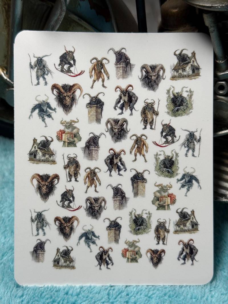 Krampus, Krampus Nagel Aufkleber, Nägel, Gruslige Nailart, Wasserschiebe Abziehbild, Sticker, Weihnachts von Etsy - TheArtofNaildesign