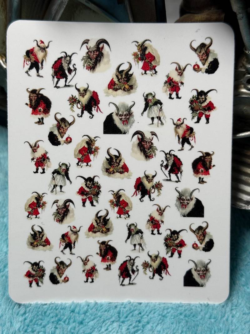 Krampus, Krampus Nagel Aufkleber, Nägel, Gruslige Nailart, Wasserschiebe Abziehbild, Sticker, Weihnachts von Etsy - TheArtofNaildesign