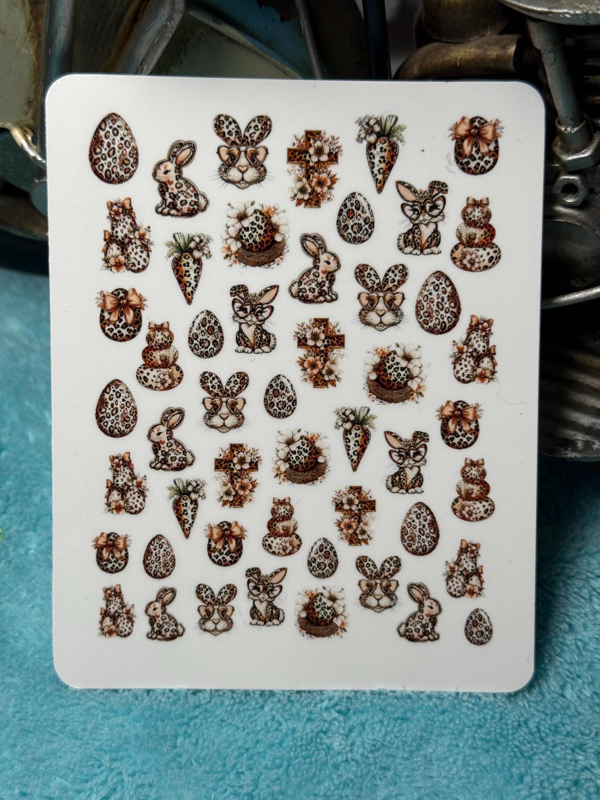 Leopard Ostern Nailart Wasserschiebe Stickers Für Nägel, Nagelsticker Boho Frühling, Osterkreuz, Osterkorb, Osterhase Leopard Ostern Nailart Wasserschiebe Stickers Für Nägel, Nagelsticker Boho Frühling, Osterkreuz, Osterkorb, Osterhase von Etsy - TheArtofNaildesign