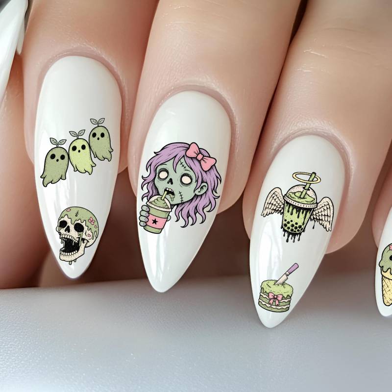 Matcha Kaffee Nagelsticker, Wasserschiebe Nailart Stickers Für Nägel, Grüner Tee, Modegetränk, Lattes von Etsy - TheArtofNaildesign