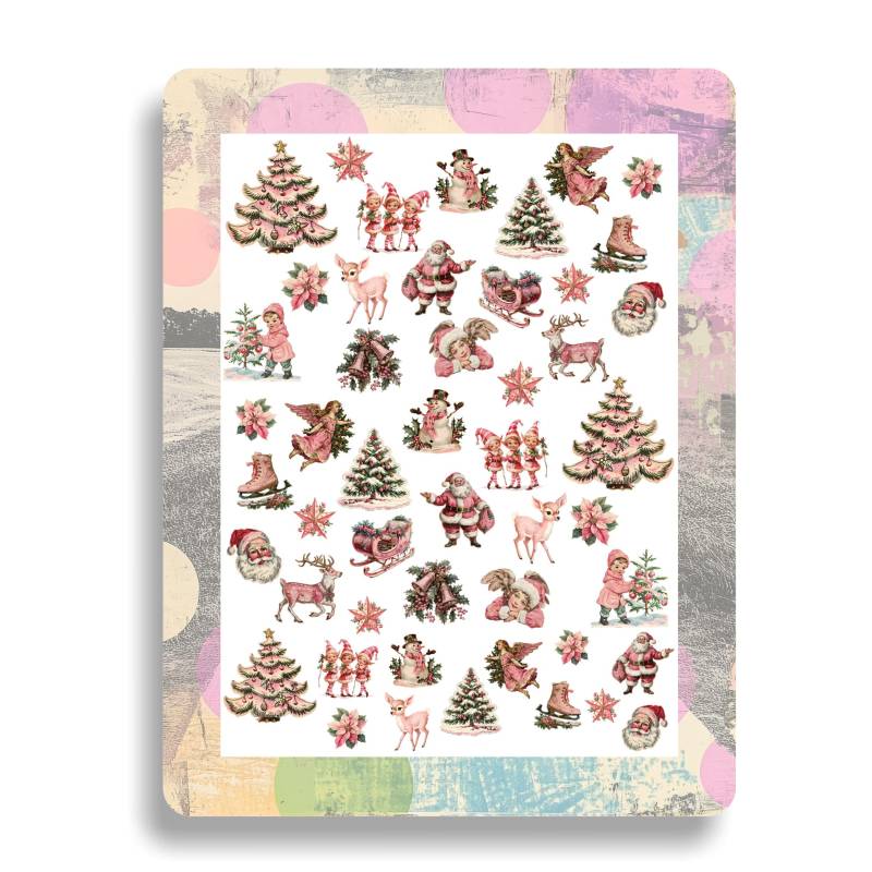 Nagel Aufkleber, Tattoo Nail Art, Retro Rosa Weihnachten, Schneemann Nailart Sticker Winter Schneeflocken Festtage von Etsy - TheArtofNaildesign