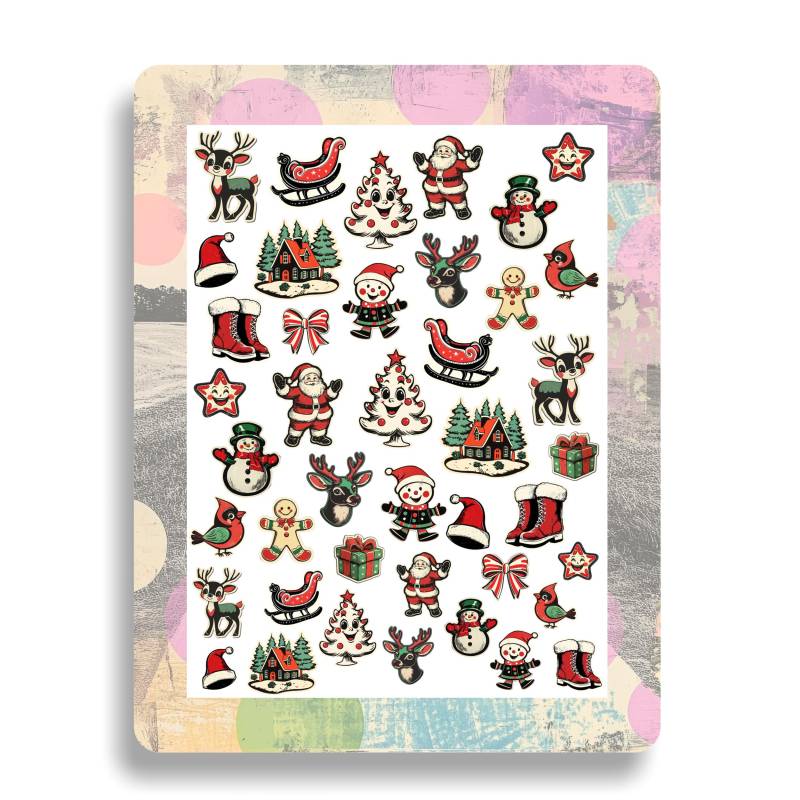 Nagel Aufkleber, Tattoo Nail Art, Retro Weihnachten, Weihnachtsmann Nailart Sticker Winter Weihnachtsbaum Festtage von Etsy - TheArtofNaildesign