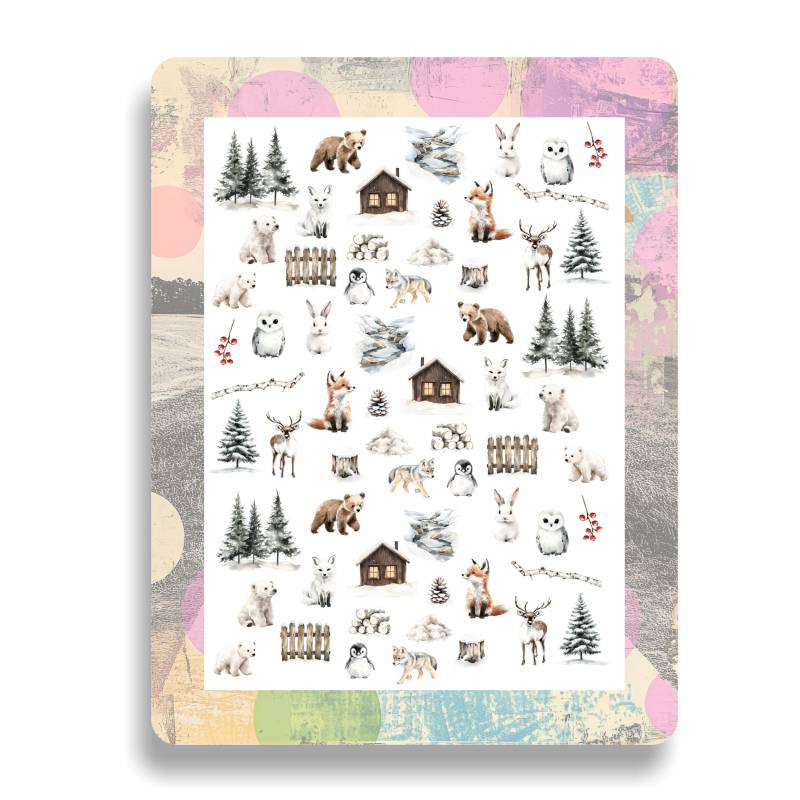 Nagel Aufkleber, Tattoo Nail Art, Winter, Braunbär, Eichhörnchen, Igel, Eule, Nailart Sticker Natur, Bäume, Fuchs von Etsy - TheArtofNaildesign