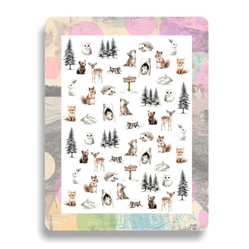 Nagel Aufkleber, Tattoo Nail Art, Winter, Braunbär, Eichhörnchen, Igel, Eule, Nailart Sticker Natur, Bäume, Fuchs von Etsy - TheArtofNaildesign
