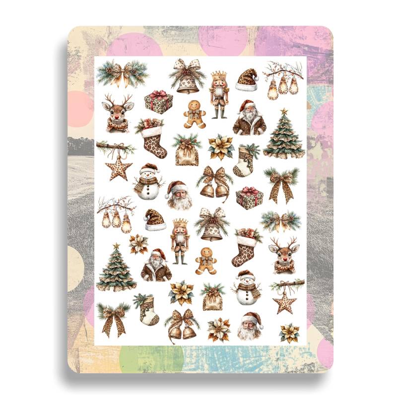 Nagel Aufkleber Weihnachten/Wassernagel Abziehbilder Leopard Vintage Winter Aquarell von Etsy - TheArtofNaildesign