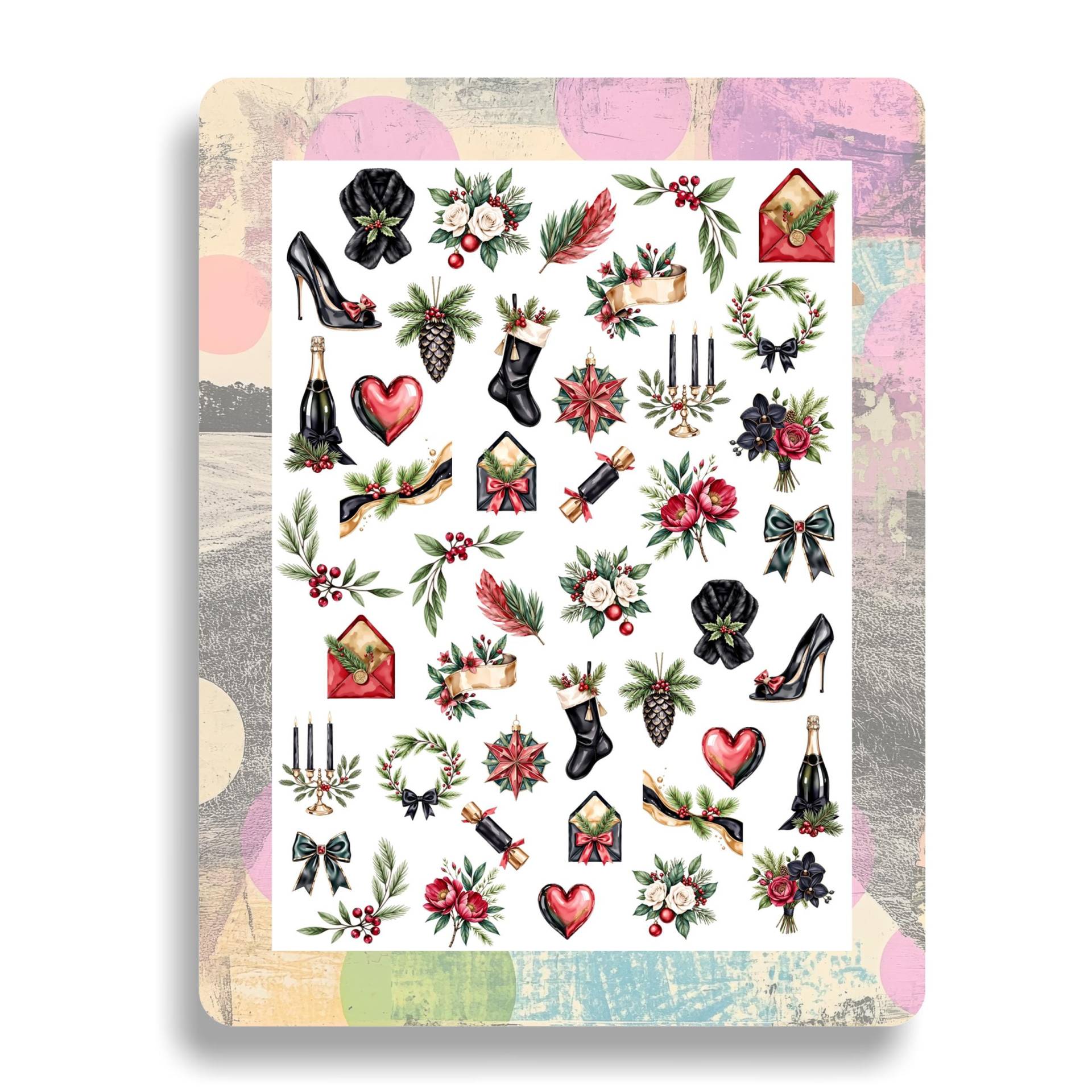 Nagel Aufkleber Weihnachten/Wassernagel Abziehbilder Luxus Elegant Winter Aquarell Gold Schwarz Festlich von Etsy - TheArtofNaildesign